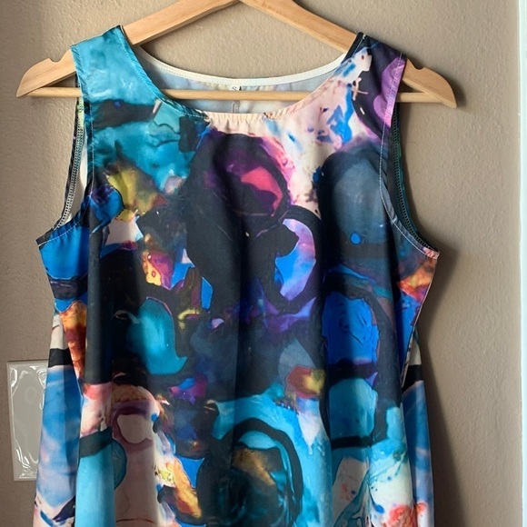 Colorful Print Artsy Sleeveless Mini Dress - Picture 1 of 6